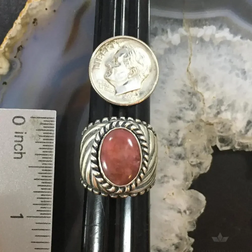 Carolyn Pollack Vintage Sterling Oval Rhodonite Decorated Unisex Shield Ring